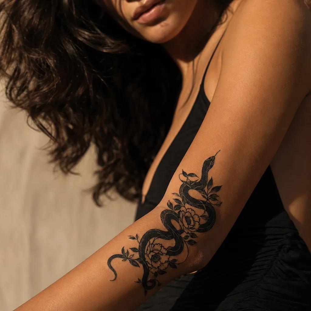 Idée tatouage femme bras, photo sur peau