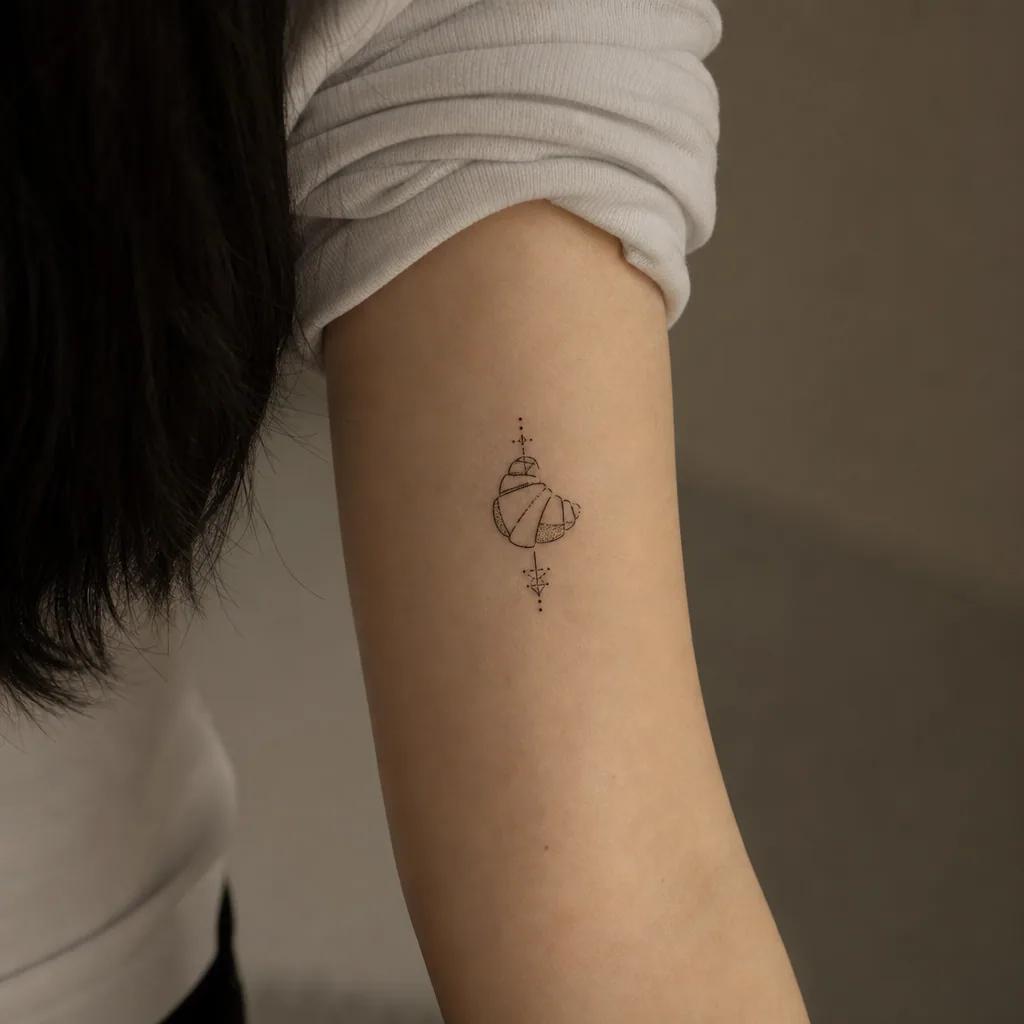idée tatouage femme discret croissant géométrique fin, photo réaliste sur peau