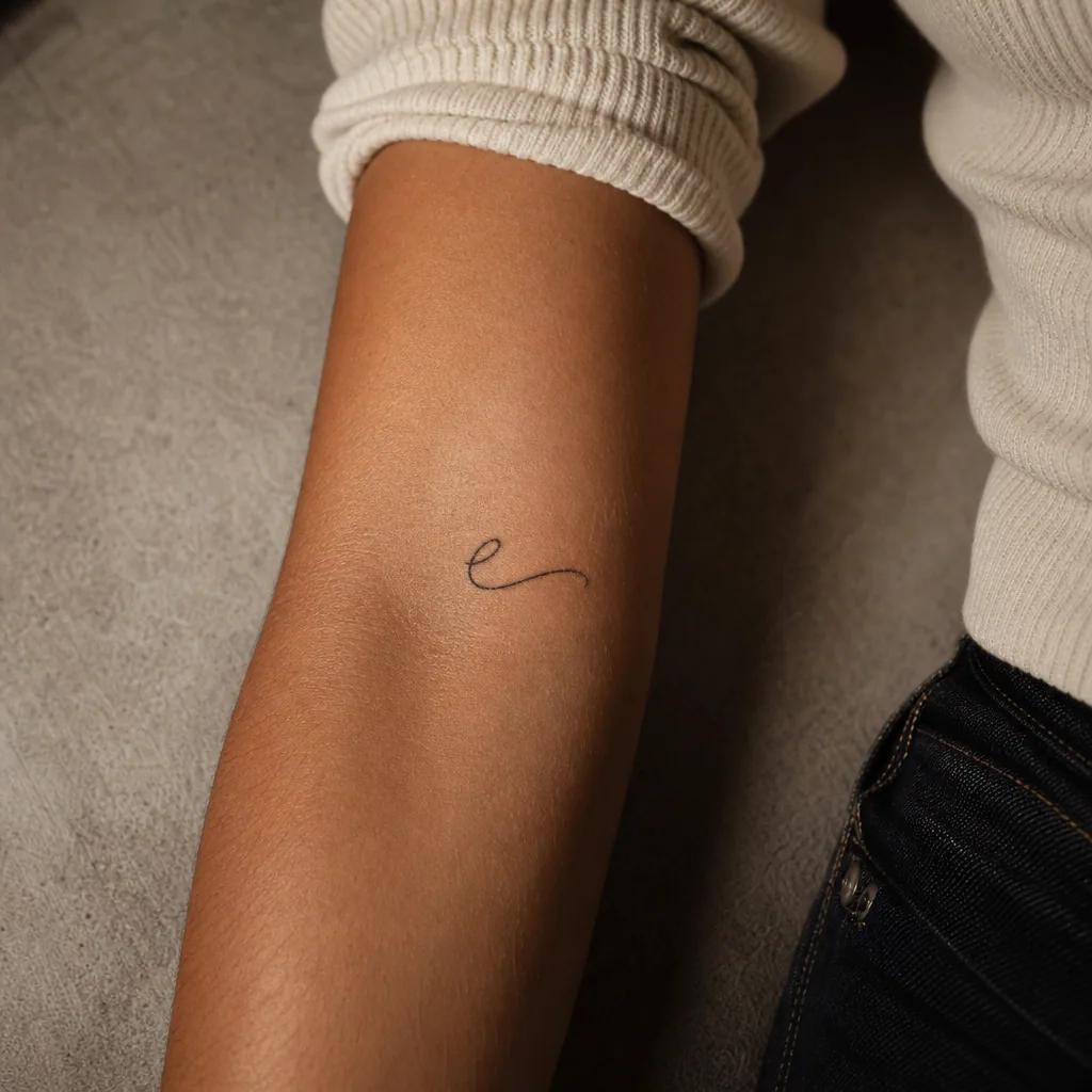idée tatouage femme discret initiale lettrage minuscule, photo réaliste sur peau