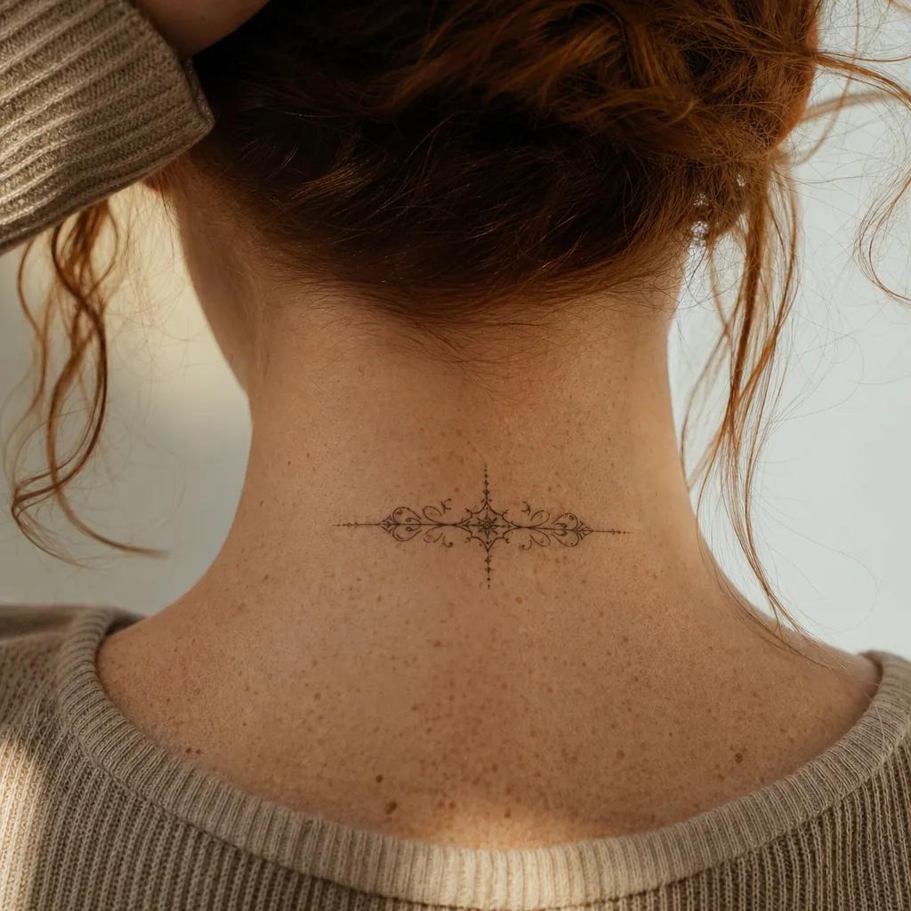 idée tatouage femme discret bijou ornemental fin, photo réaliste sur peau