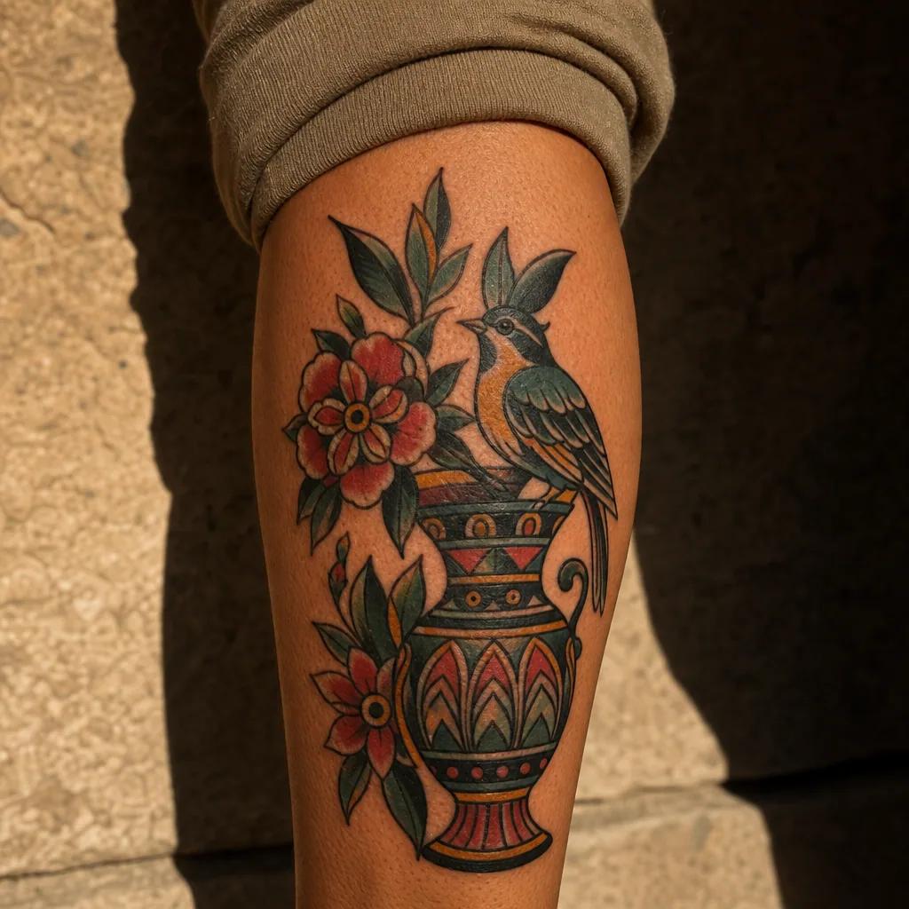 idée tatouage flash flash néo-traditionnel coloré, photo réaliste sur peau