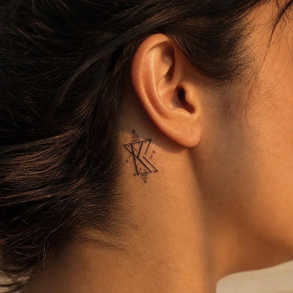 idée tatouage initiales famille initiales géométriques, photo réaliste sur peau