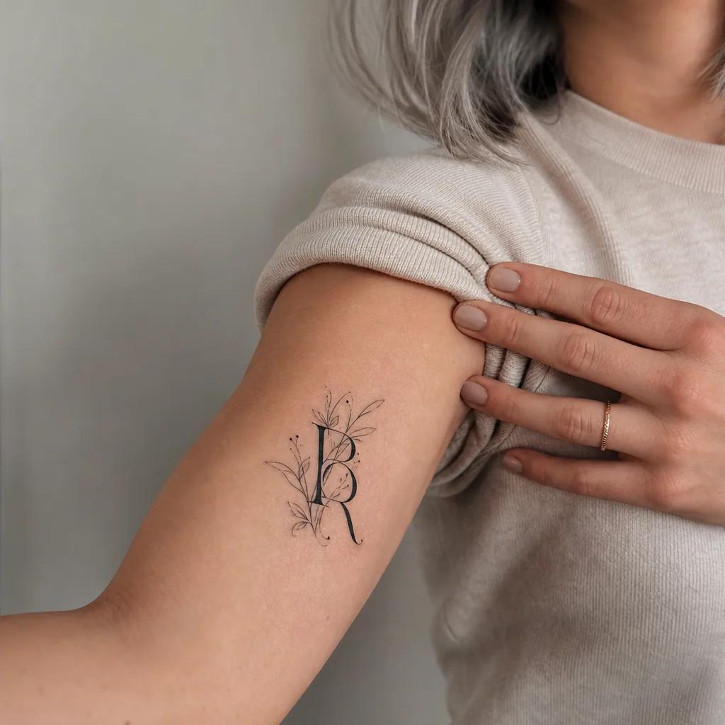 idée tatouage initiales famille initiales premium artistique, photo réaliste sur peau