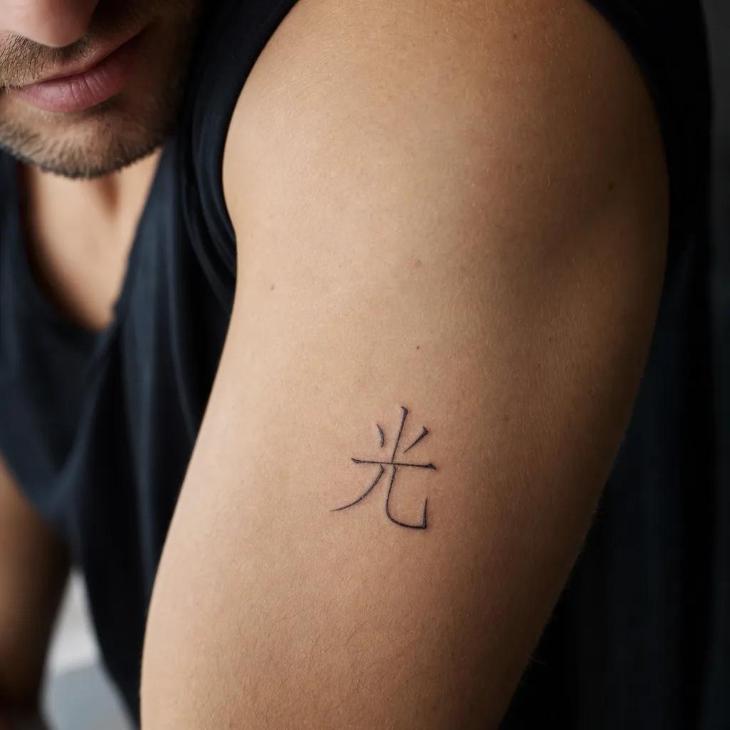 idée tatouage japonais kanji minimaliste, photo réaliste sur peau