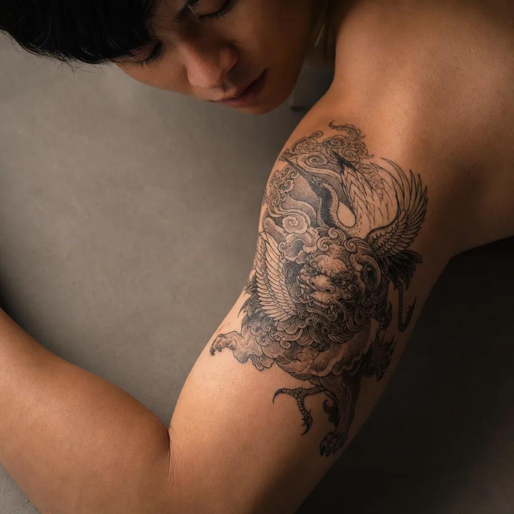 idée tatouage lion ornamental lion skull, photo réaliste sur peau