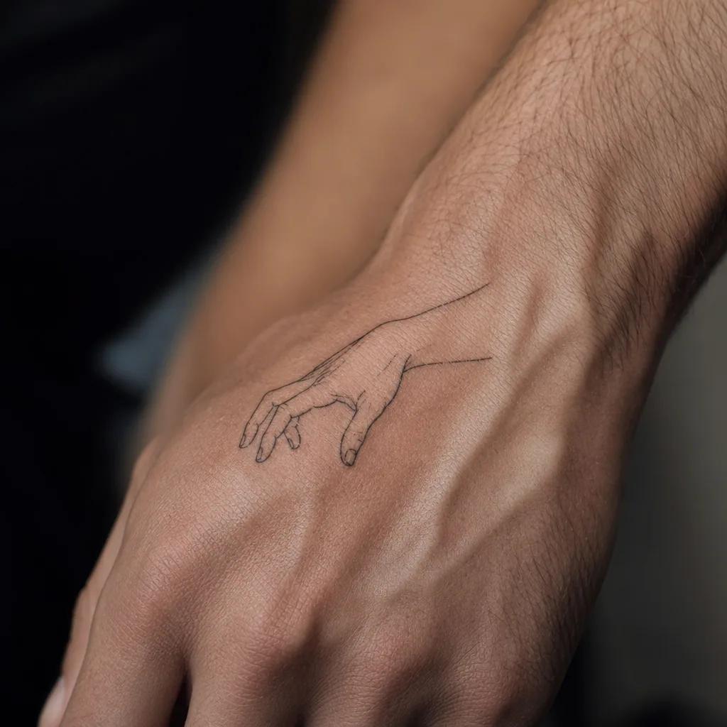 idée tatouage main main minimaliste, photo réaliste sur peau