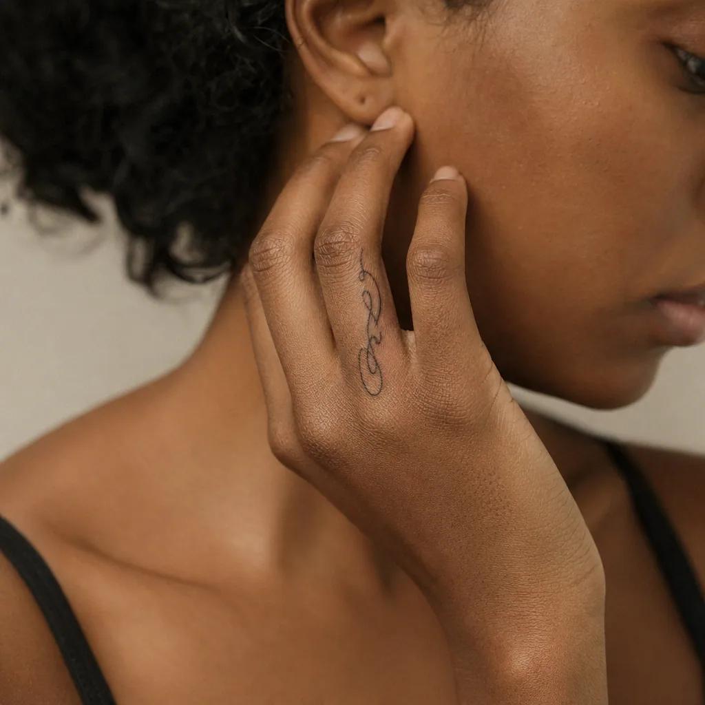 idée tatouage main doigts lettrage, photo réaliste sur peau