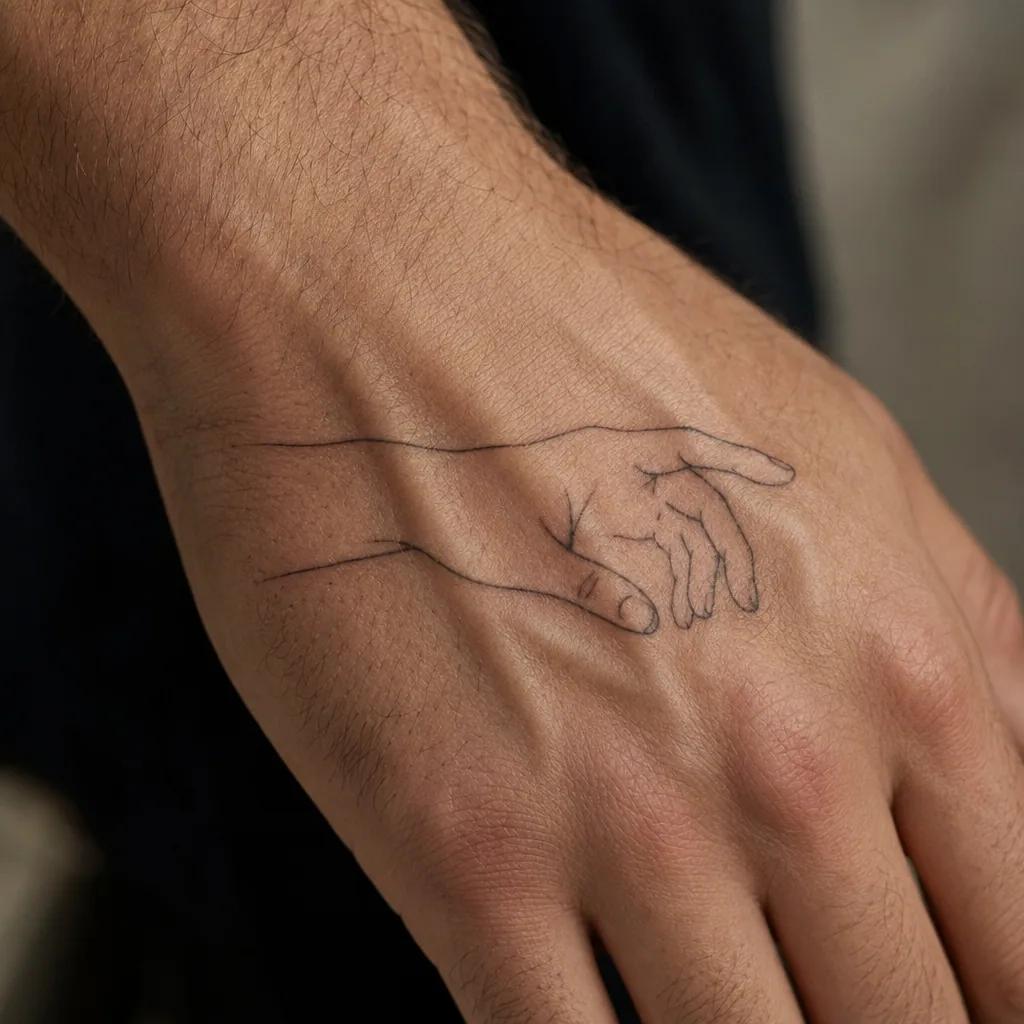 idée tatouage main homme triangle minimaliste, photo réaliste sur peau