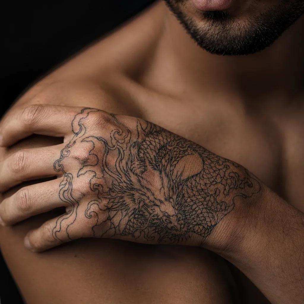 Idée tatouage main homme, photo sur peau