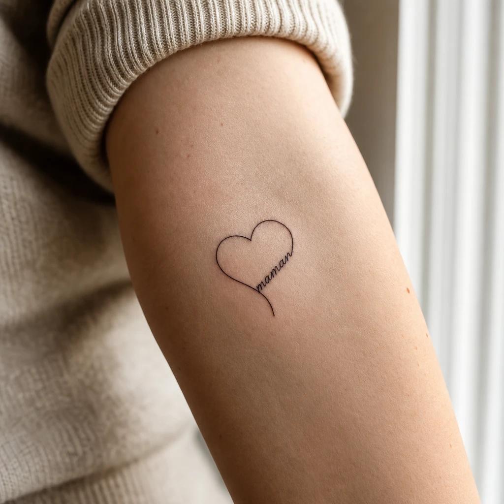 idée tatouage maman mot maman minimaliste, photo réaliste sur peau