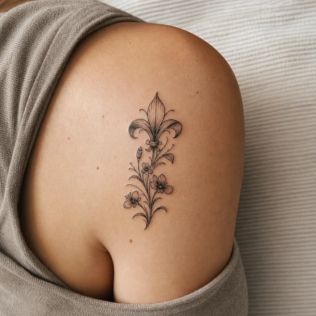 idée tatouage maman fleur de naissance, photo réaliste sur peau