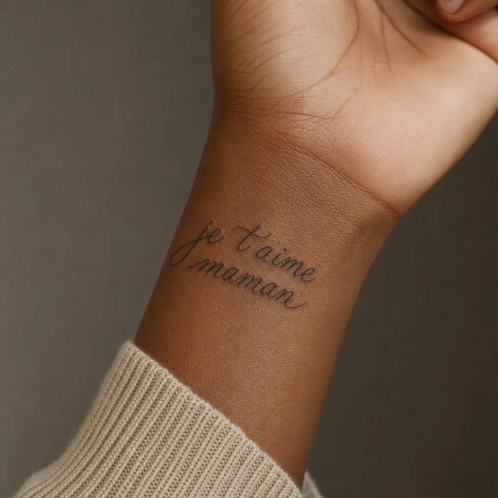 idée tatouage maman lettrage je t aime maman, photo réaliste sur peau