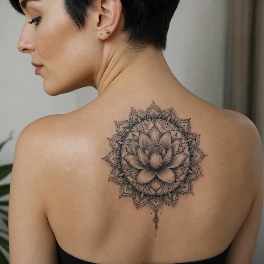 idée tatouage mandala realistic lotus mandala, photo réaliste sur peau