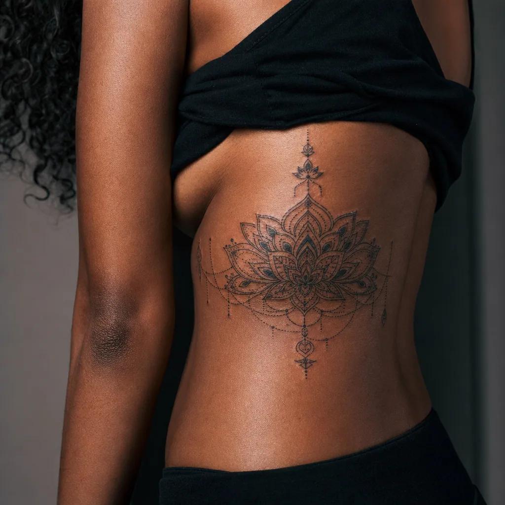 idée tatouage mandala mandala with lettering, photo réaliste sur peau