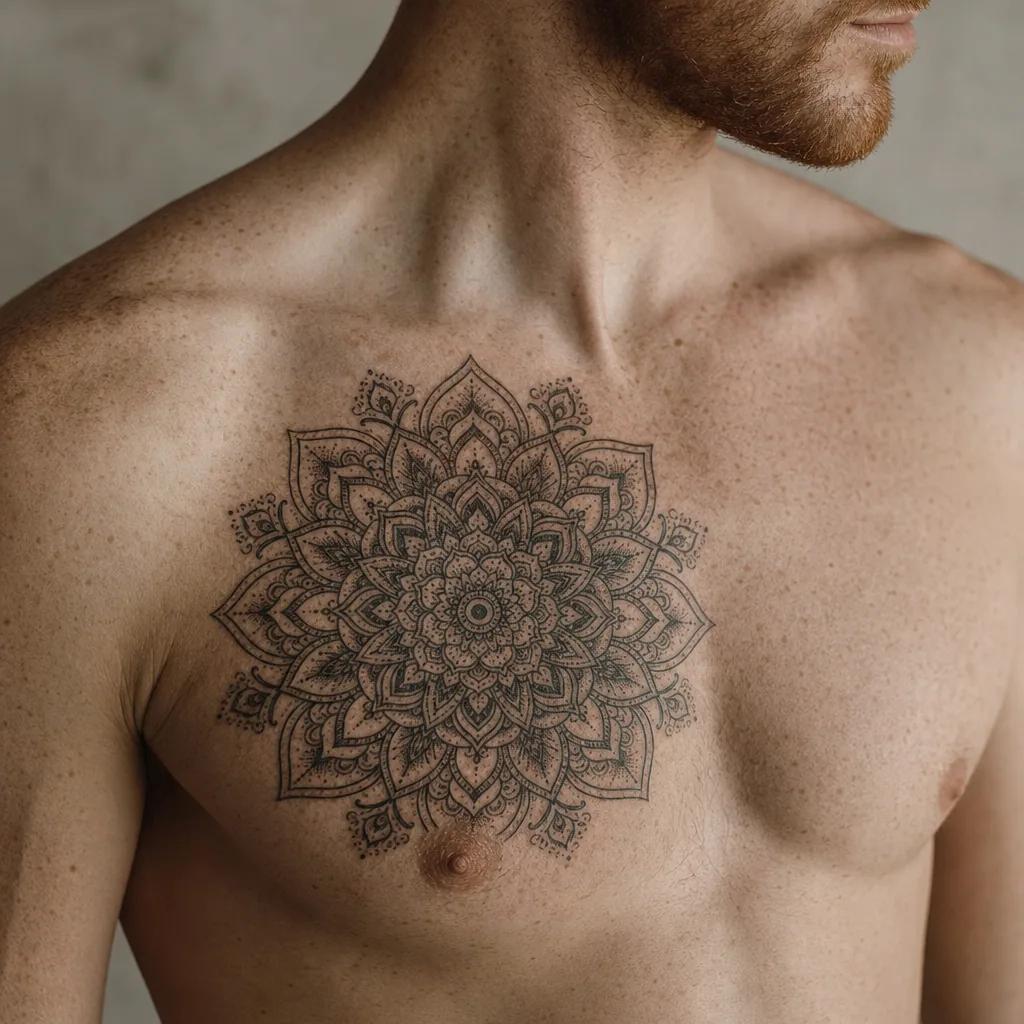 idée tatouage mandala premium filigree mandala, photo réaliste sur peau