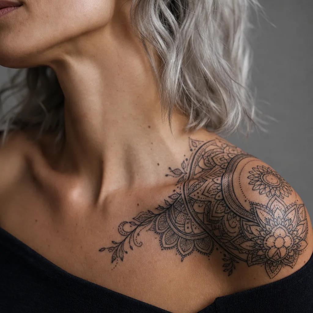 idée tatouage mandala patchwork mandala, photo réaliste sur peau