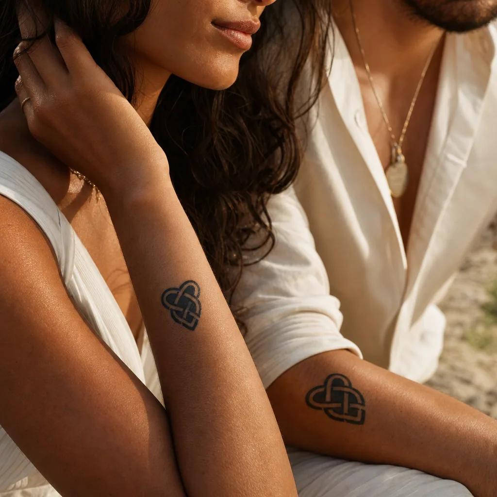 idée tatouage mariage coeur entrelace blackwork, photo réaliste sur peau
