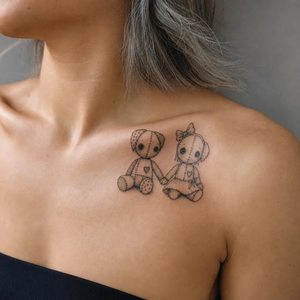 idée tatouage meilleure amie patchwork best friends, photo réaliste sur peau