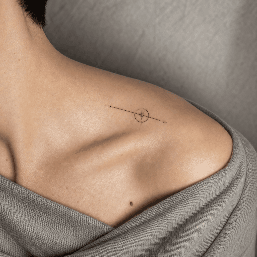 idée tatouage minimaliste minimaliste géométrique épuré, photo réaliste sur peau