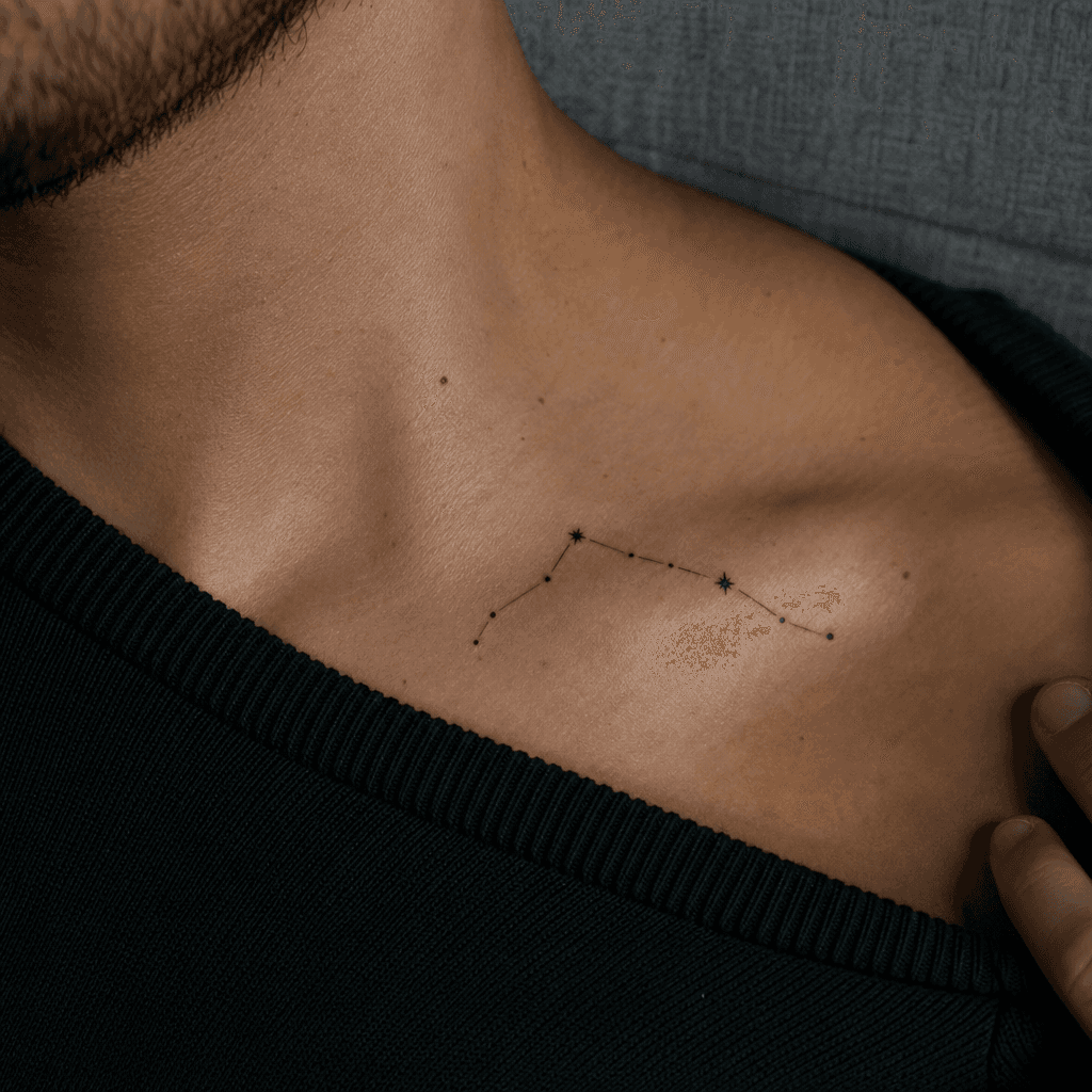 idée tatouage minimaliste minimaliste constellation, photo réaliste sur peau