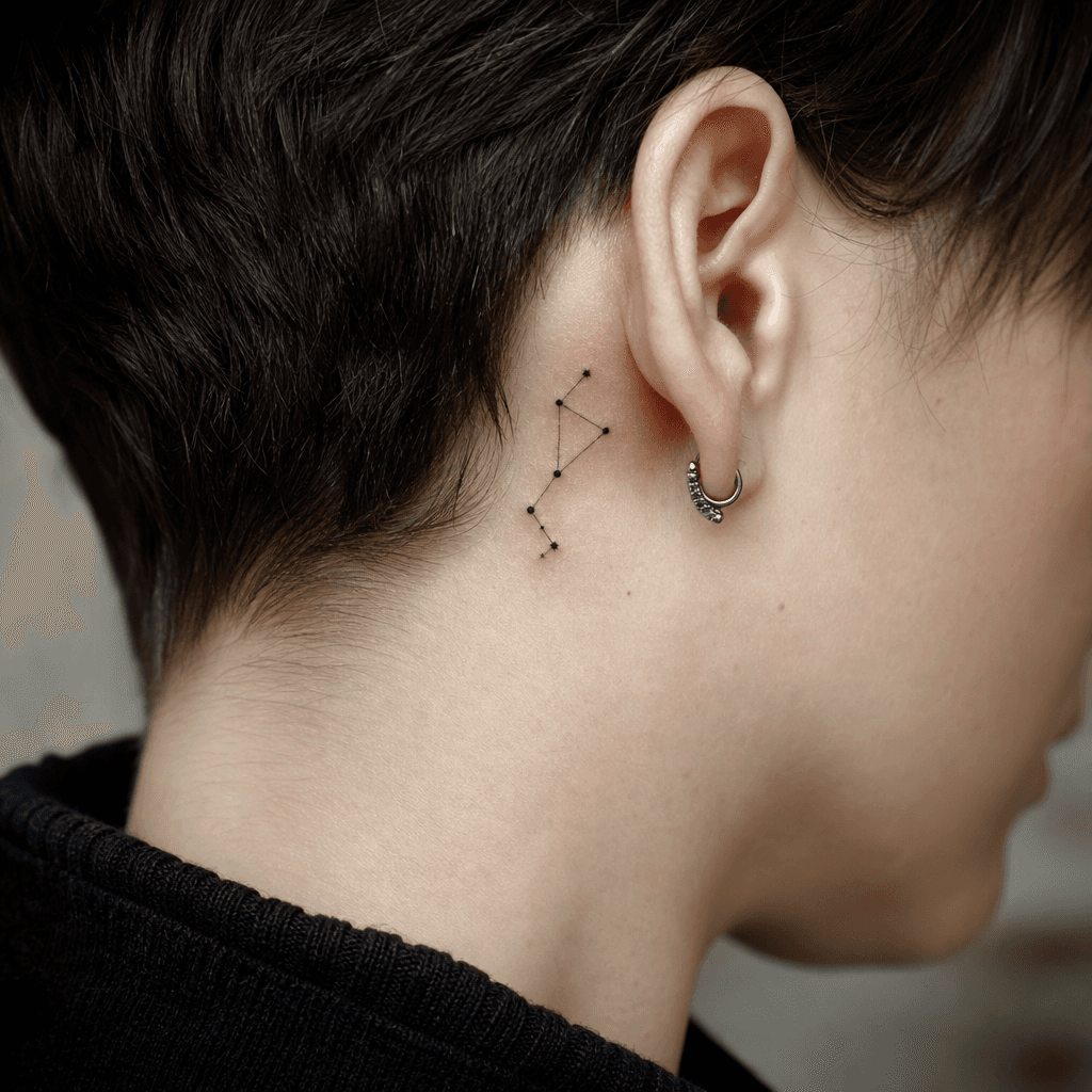 idée tatouage minimaliste minimaliste constellation, photo réaliste sur peau