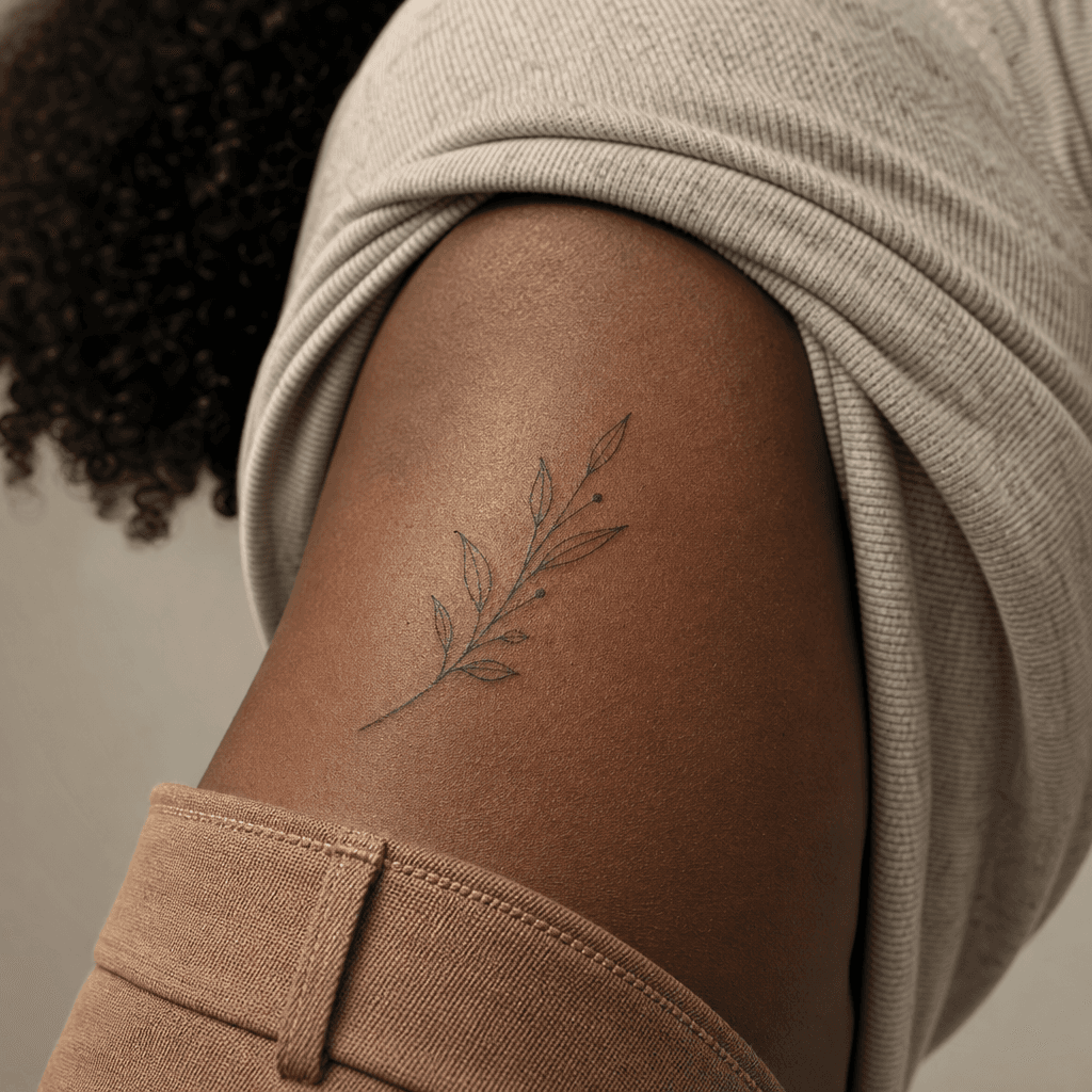 idée tatouage minimaliste minimaliste botanique, photo réaliste sur peau
