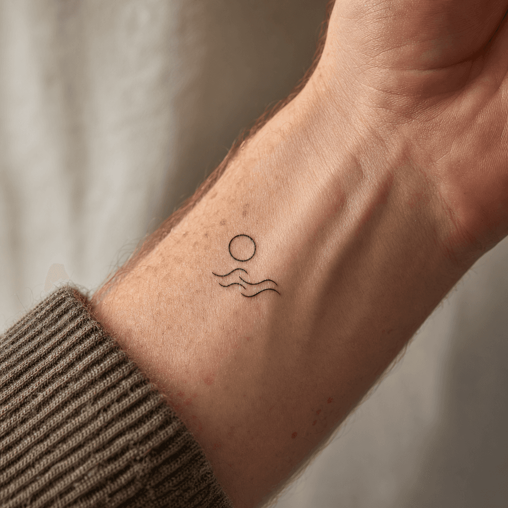 idée tatouage minimaliste minimaliste duo de motifs, photo réaliste sur peau