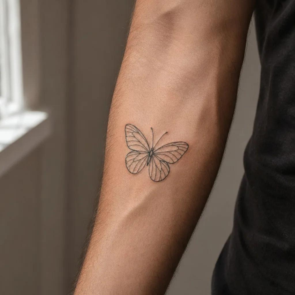 Simulation de tatouage papillon sur peau, rendu réaliste généré par IA