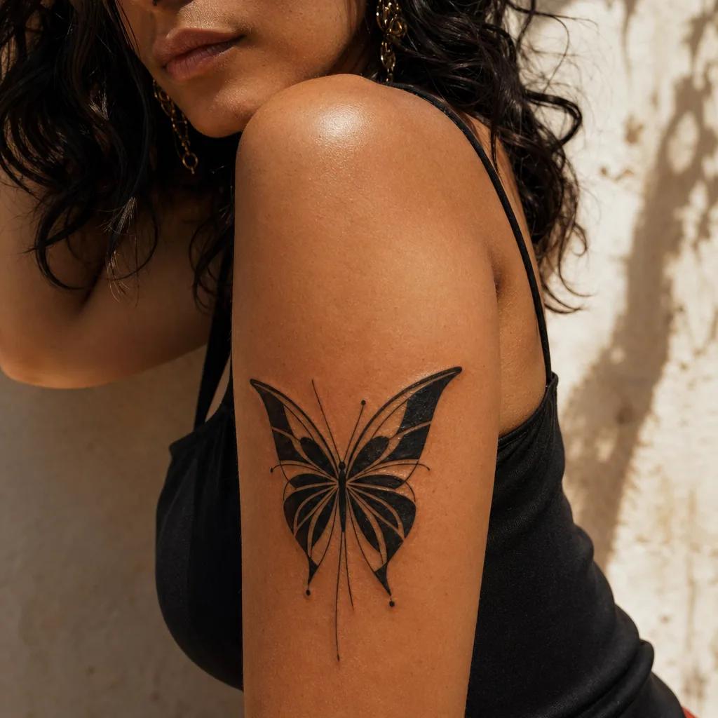 idée tatouage papillon papillon blackwork ailes graphiques, photo réaliste sur peau