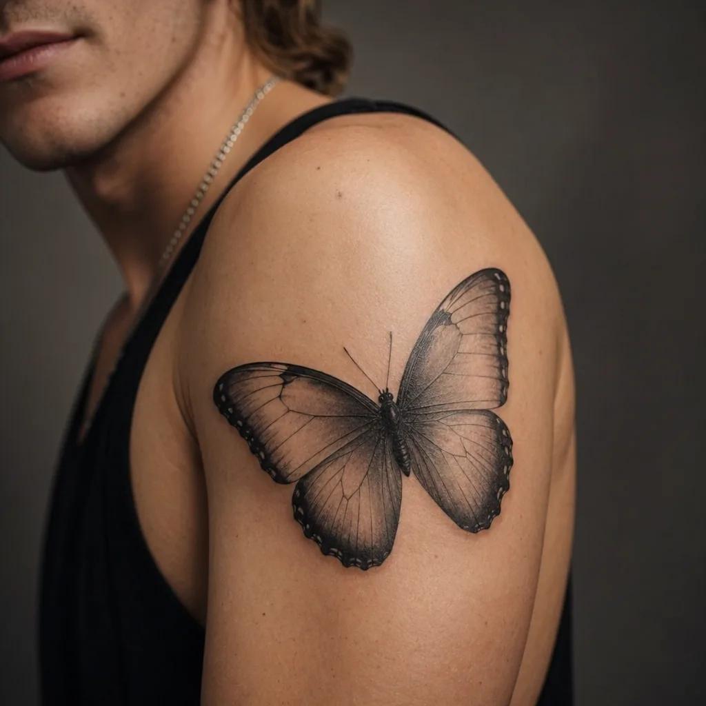 idée tatouage papillon papillon morpho réaliste, photo réaliste sur peau