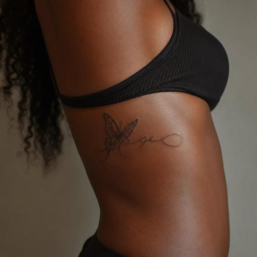 idée tatouage papillon lettrage papillon citation, photo réaliste sur peau