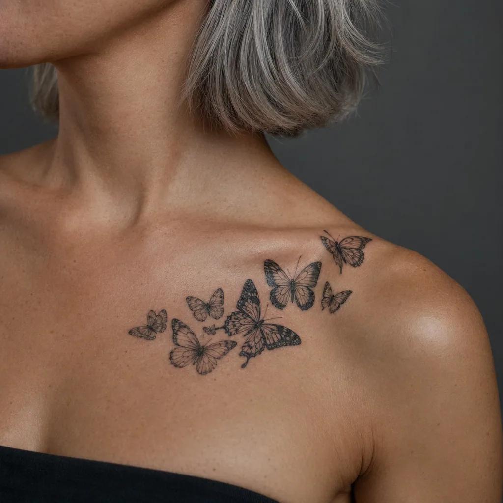 idée tatouage papillon patchwork papillons multiples, photo réaliste sur peau