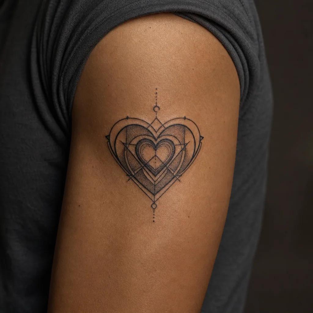 idée tatouage parents cœurs imbriqués géométriques, photo réaliste sur peau