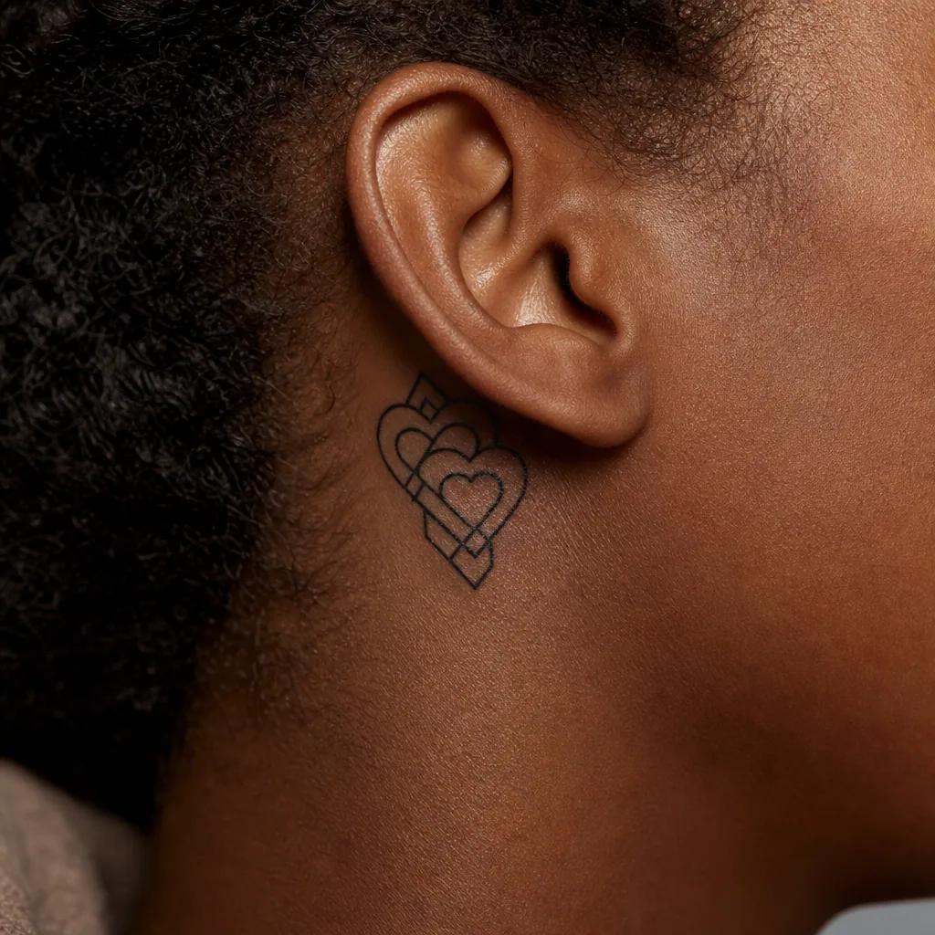 idée tatouage parents cœurs imbriqués géométriques, photo réaliste sur peau