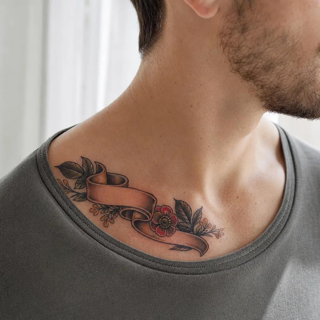idée tatouage parents banderole néo-traditionnelle, photo réaliste sur peau