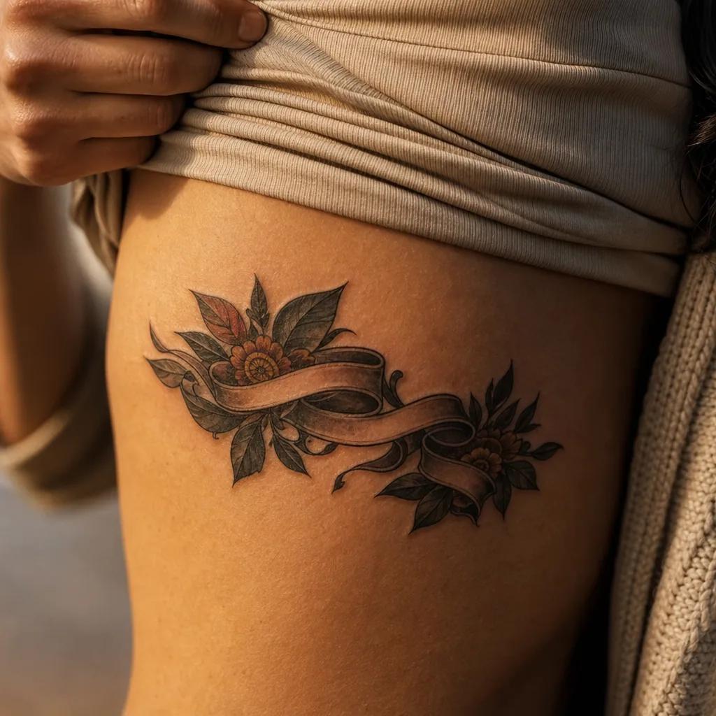 idée tatouage parents banderole néo-traditionnelle, photo réaliste sur peau