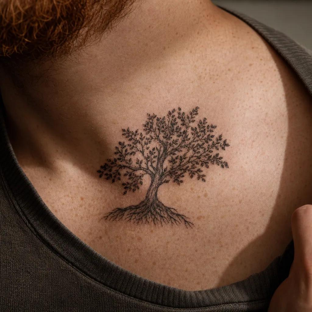 idée tatouage parents arbre familial ornemental, photo réaliste sur peau