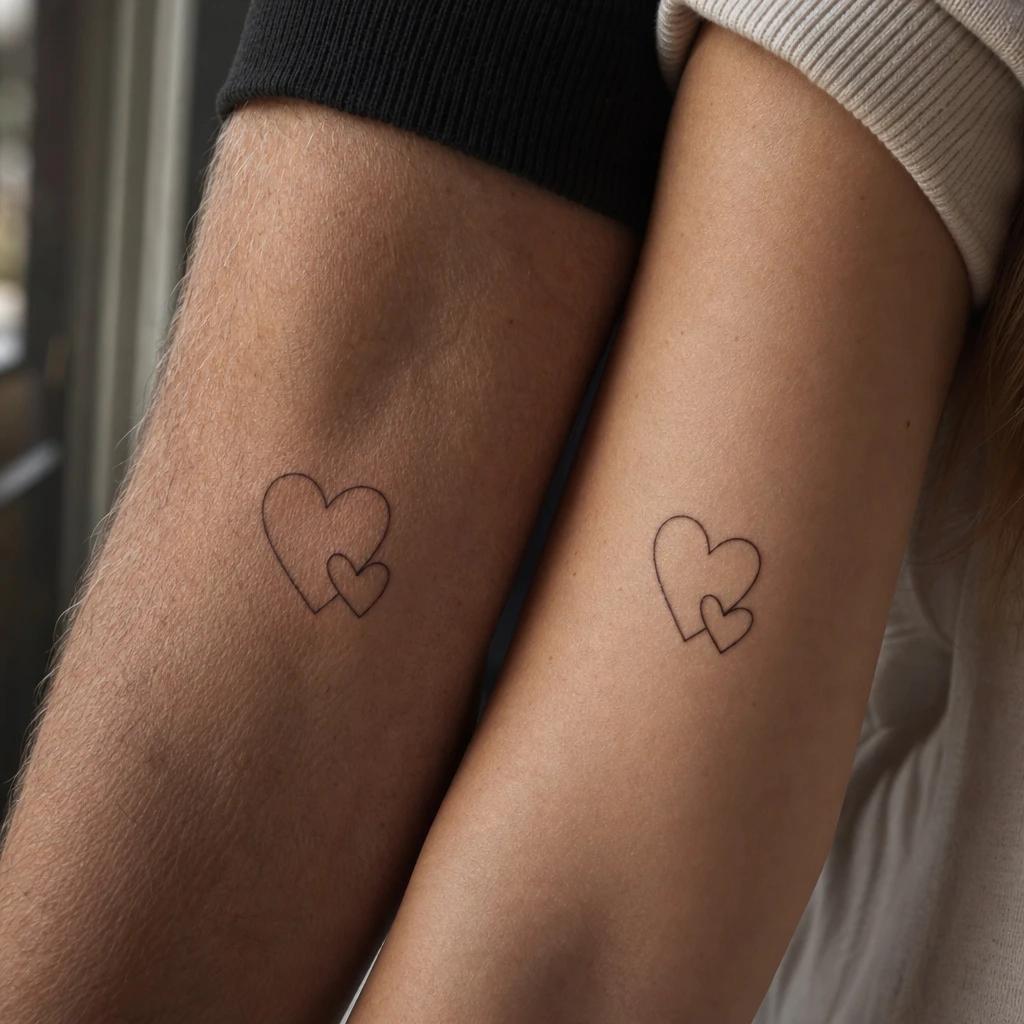 idée tatouage père et fille coeurs père-fille minimalistes, photo réaliste sur peau