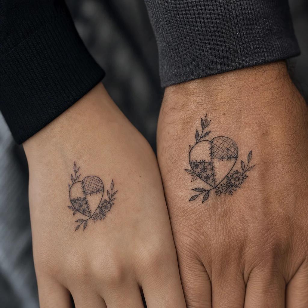 idée tatouage père et fille patchwork famille flash, photo réaliste sur peau
