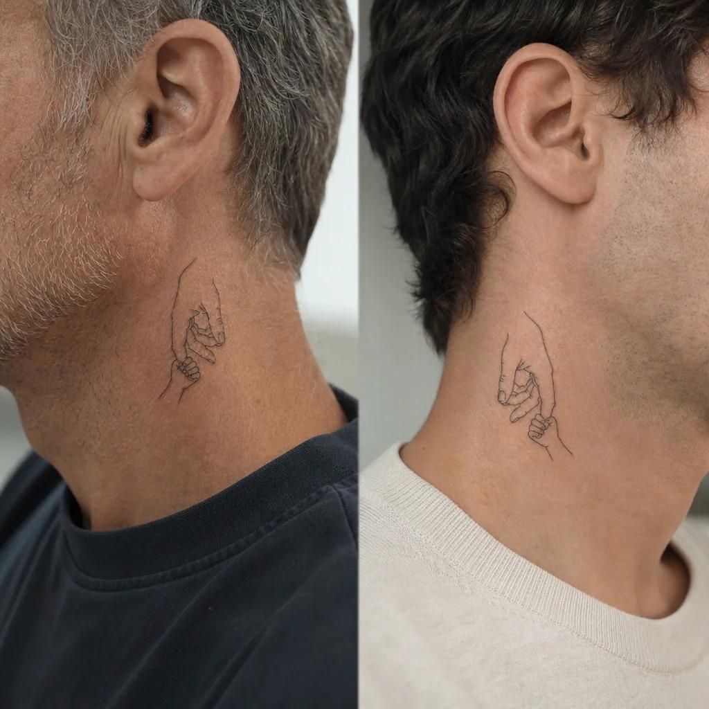 idée tatouage père et fils mains père-fils fine line, photo réaliste sur peau