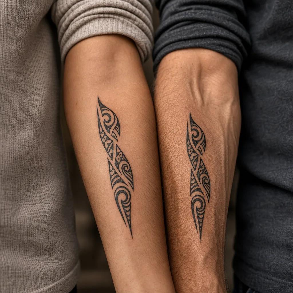 idée tatouage père et fils tribal père-fils, photo réaliste sur peau