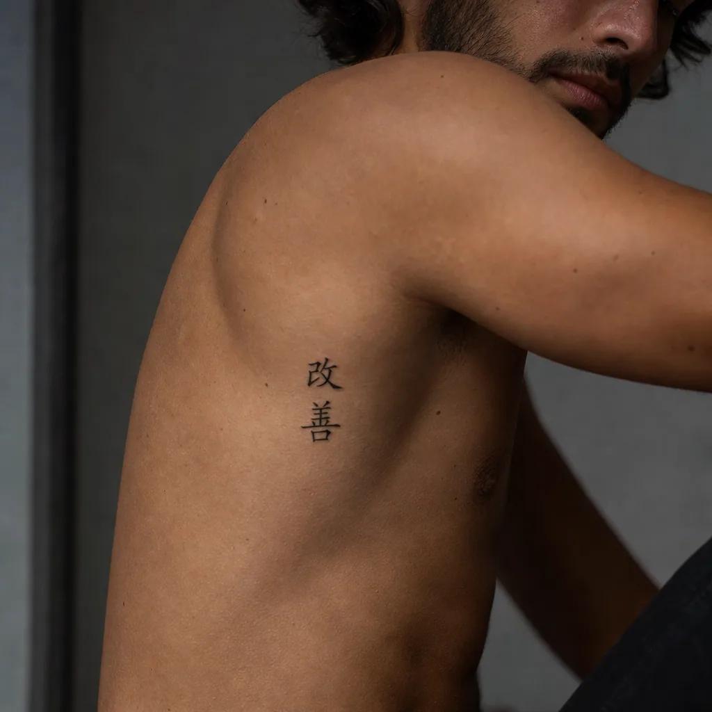 idée tatouage petit kanji japonais discret, photo réaliste sur peau