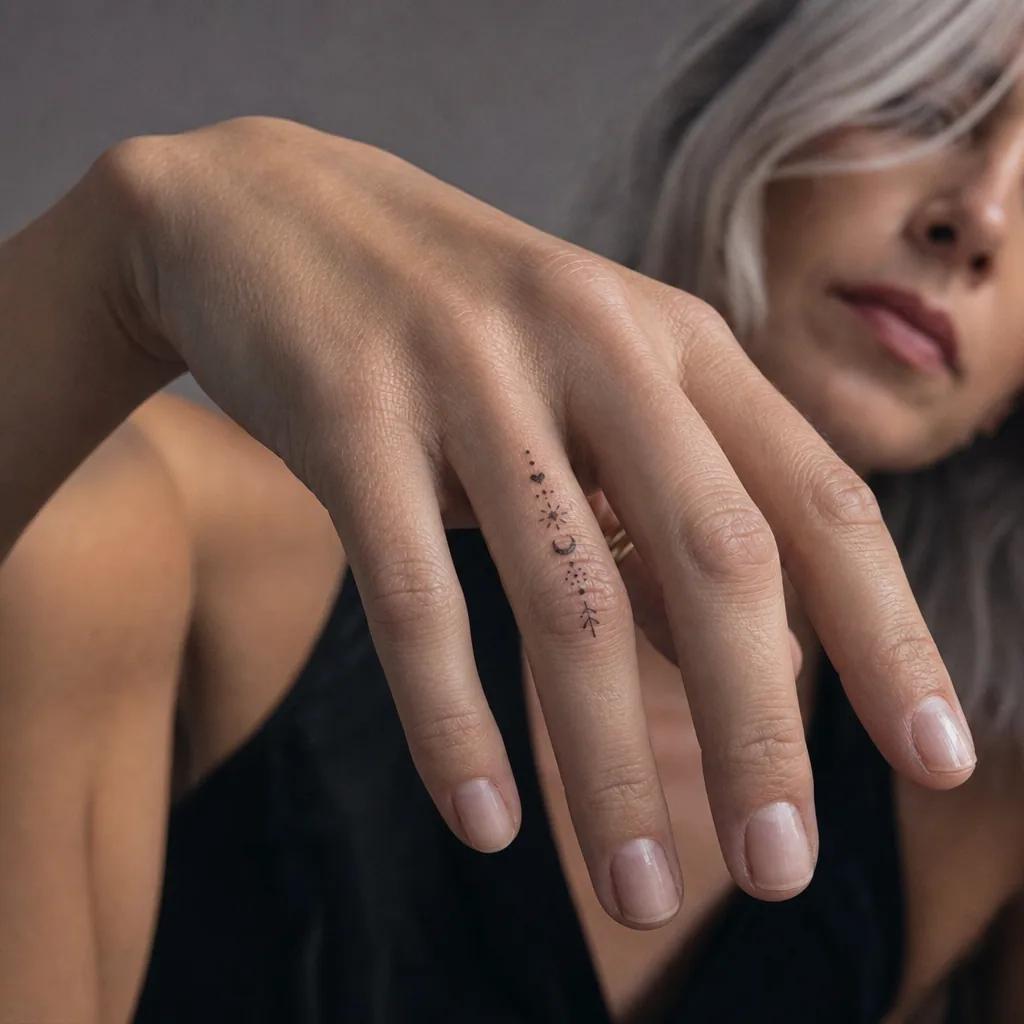 idée tatouage petit patchwork micro-symboles, photo réaliste sur peau
