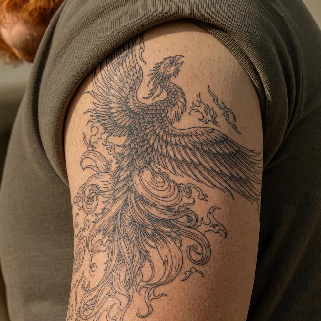 idée tatouage phoenix phenix japonais irezumi, photo réaliste sur peau