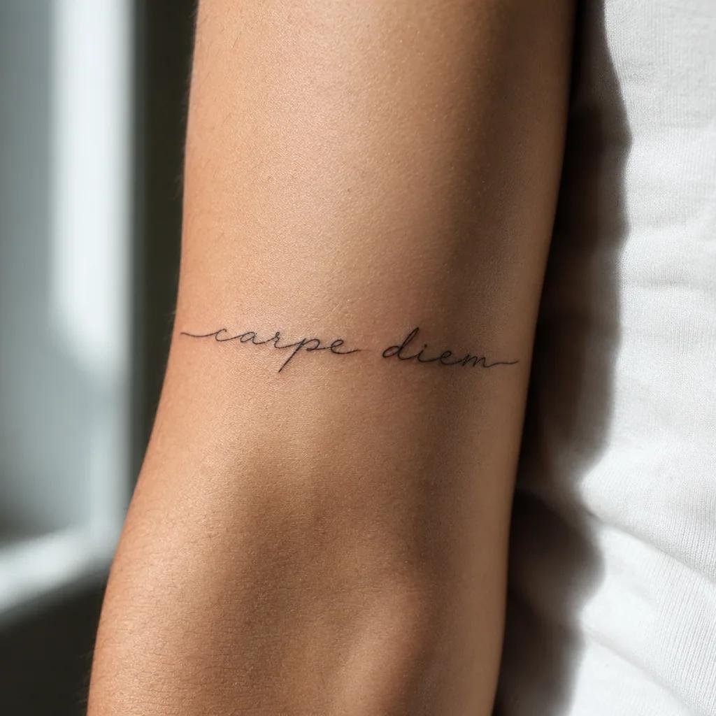 idée tatouage phrase carpe diem minimaliste, photo réaliste sur peau