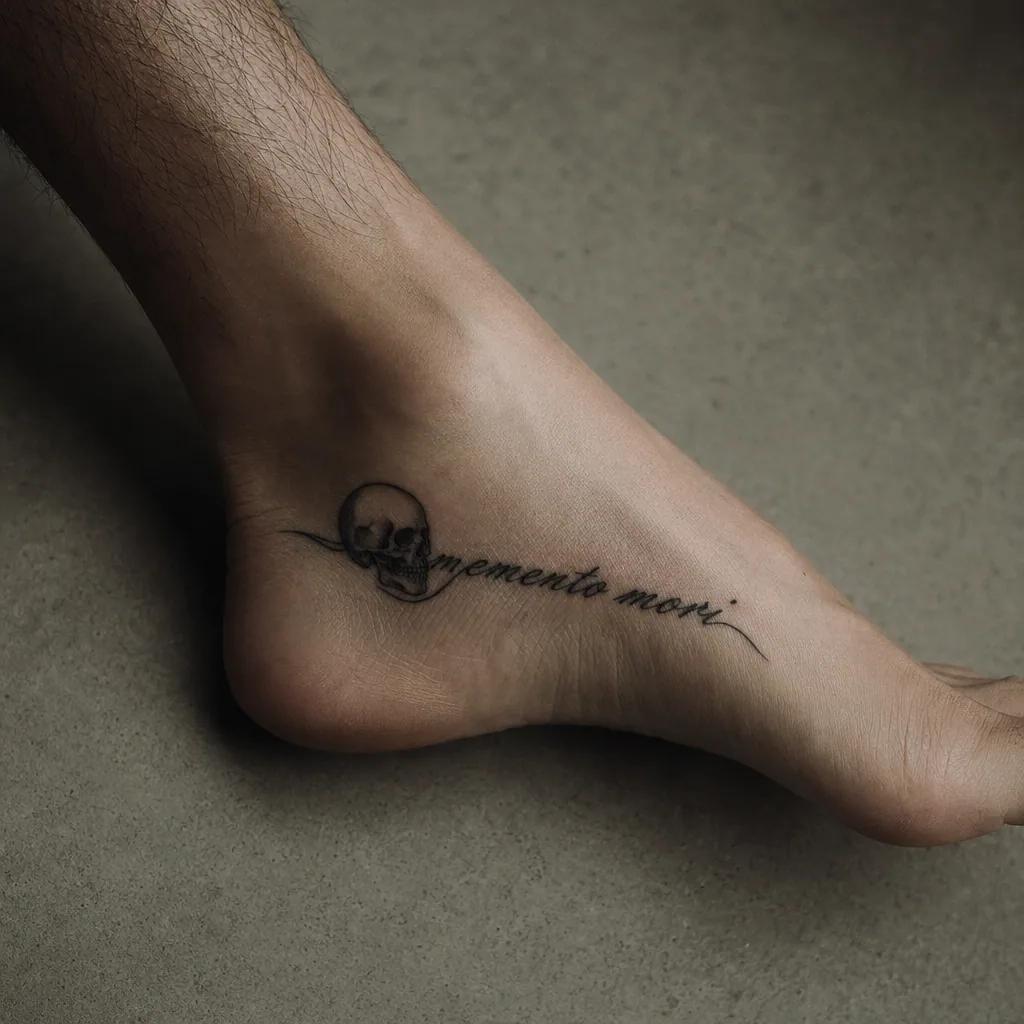idée tatouage phrase phrase et crâne, photo réaliste sur peau