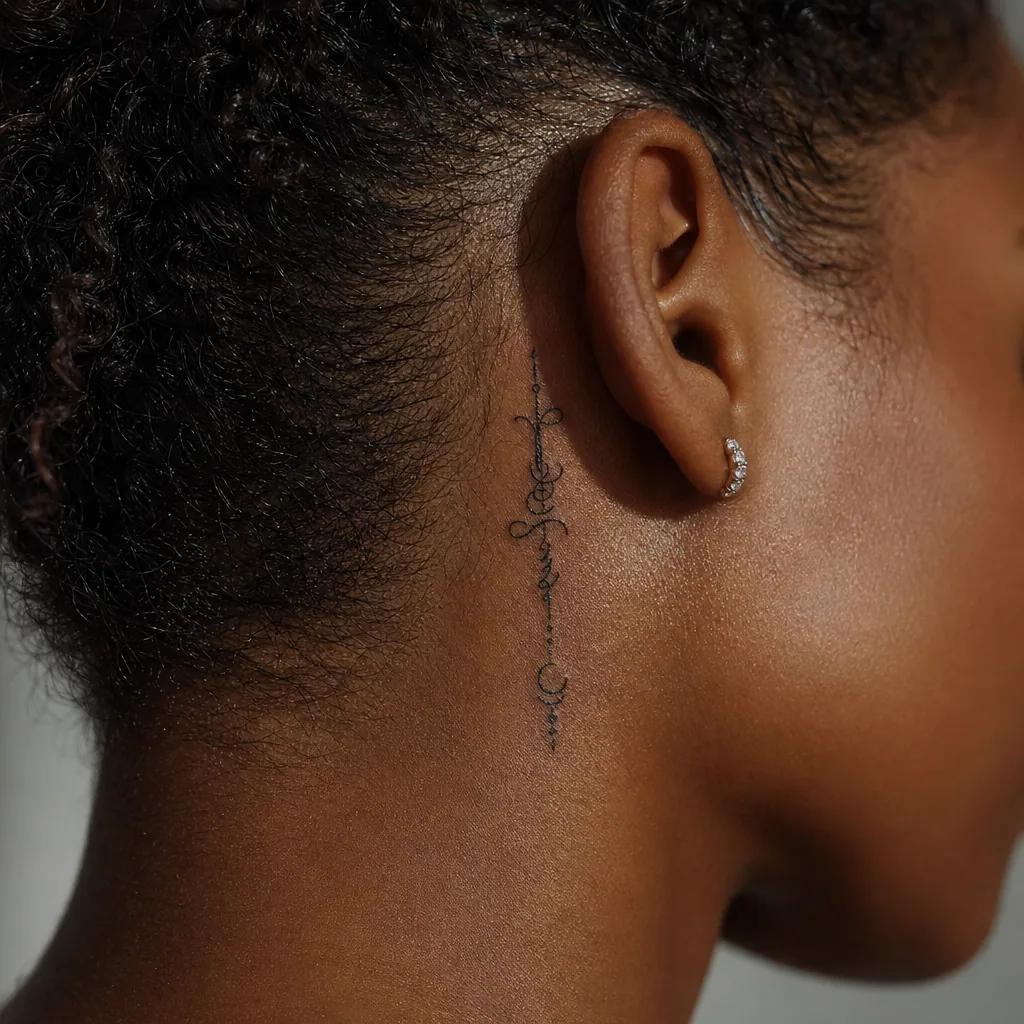 Phrase verticale derrière l'oreille