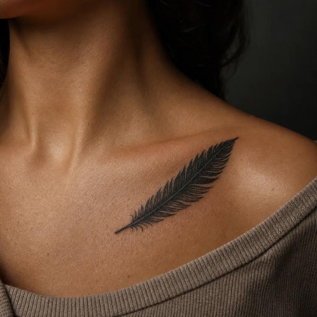 idée tatouage plume plume blackwork dense, photo réaliste sur peau