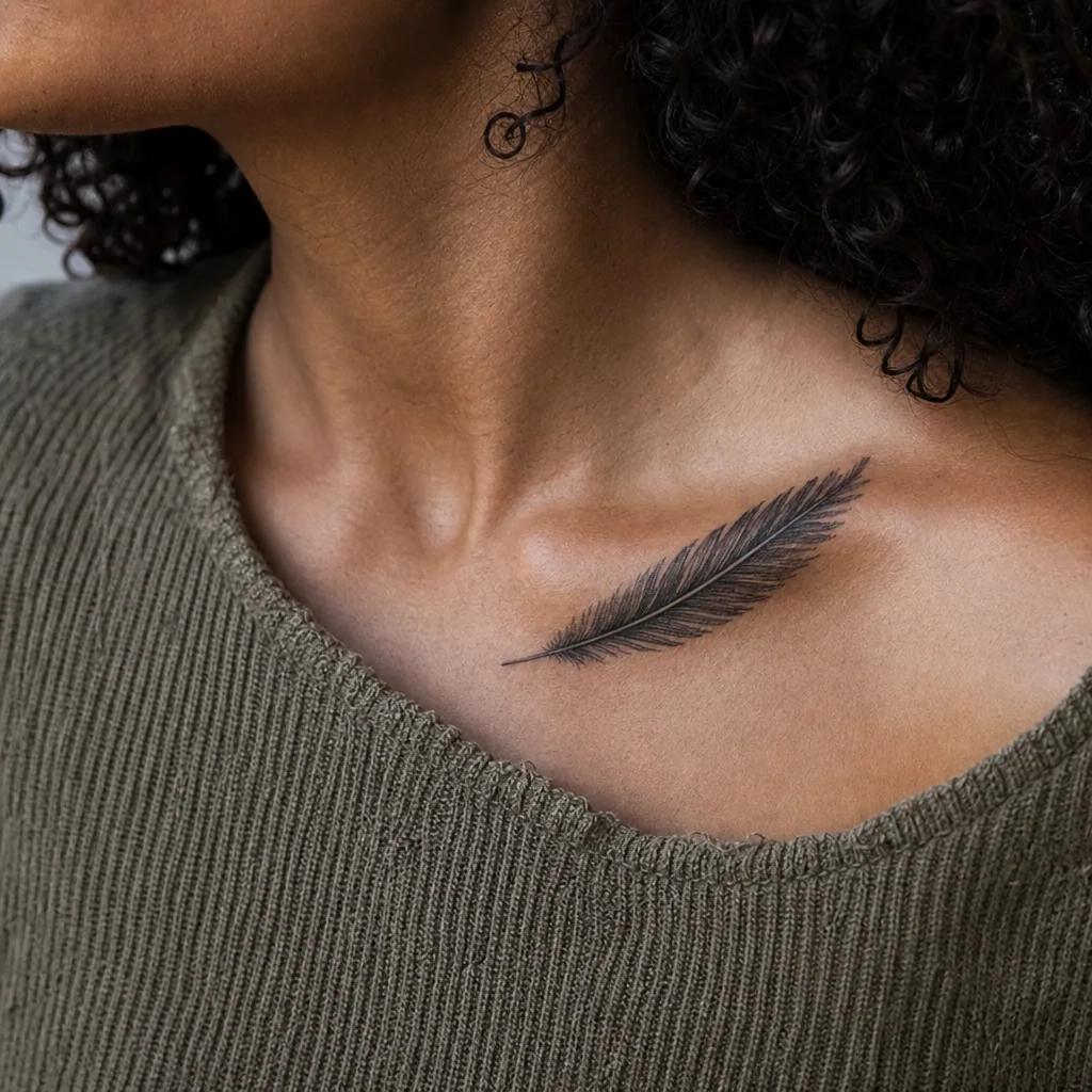 idée tatouage plume plume réaliste detaillee, photo réaliste sur peau