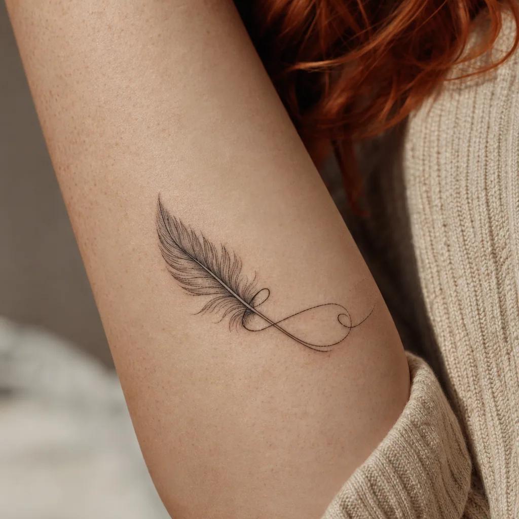 idée tatouage plume lettrage plume citation, photo réaliste sur peau